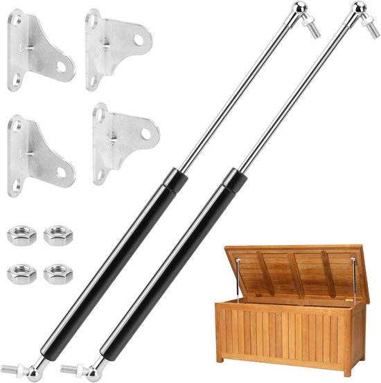 Gas shock absorbers, 380 mm, 200 N, 2 pieces 20 kg gas springs, universally adjustable, heavy duty L-type gas stock - ShopVlot