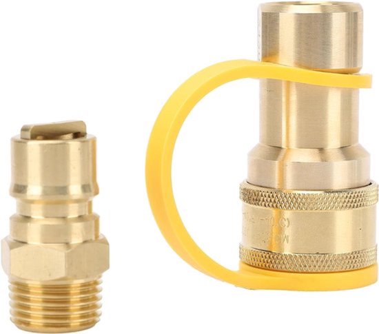 Gas Slang Koppeling, Messing Adapter Kit voor Motorhome en Trailer, Veiligheidsring, Duurzaam en Betrouwbaar, Eenvoudig te Vervangen, Ideaal voor Gasinstallaties en Recreatiegebruik