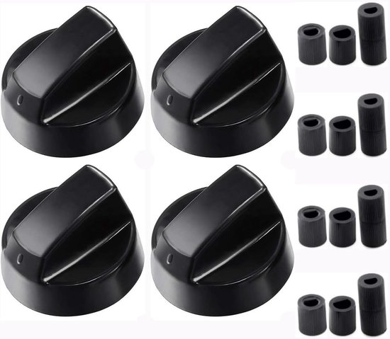 Gas Stove Adapter - Universele Controleknoppen - 4 Zwarte Knoppen + 12 Adapters - Geschikt voor Motorhome - SnelShoppen