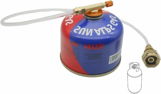 Gas Tank Adapter - Gas Converter - Kamperen Fornuis - Lange Tank - One Size - Zwart