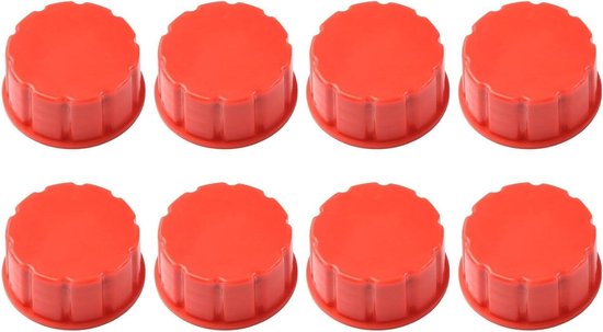 Gasblik Vervanging - Reserve Dop Set - Gastank Afdichting - Massieve Basis - 8 Stuks - Rood