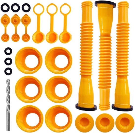 Gasblik Vervangingskit - Tuit Set - Brandstof Bijvullen - Antilek Ontwerp - 1.7-1.82 Inch Mond - Geel