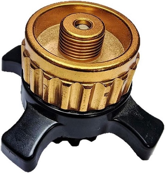 Gasbus Adapter - Camping Gas Connector - Buiten Koken - Gereedschapsvrij Bevestigen - Compact Formaat - Goudkleurig
