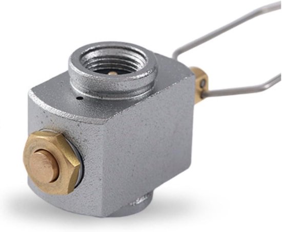 Gasbus Adapter - Ventiel Klep - Kamperen Koken - Roestvrij Staal - Compact Ontwerp - Zilver