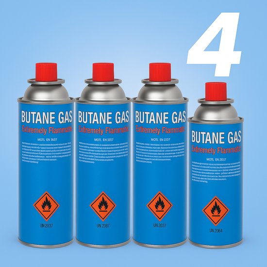 Gasbussen Butaangas – Voordeelverpakking 4 Stuks – 227 Gram per Bus van Merkloos