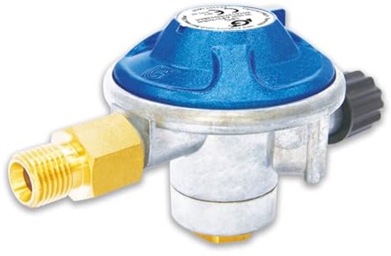 Gascartouche-drukregelaar voor gasbarbecues met universele schroefdraad van Cadac