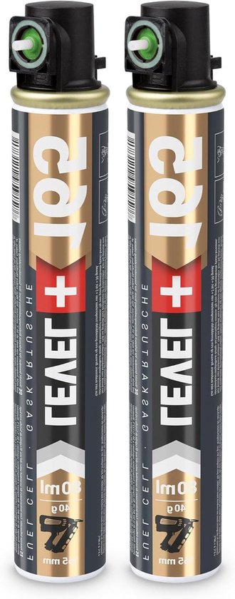 Gascartouche Set - Gas voor nagelaars - Houtbevestiging - Smeert met olie - 165 mm 80 ml - Groene ring