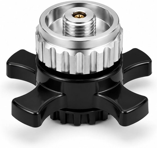 Gascartridge-adapter - bajonetslot naar 7/16 inch schroefdraad - zilverkleurig - ideaal voor Campingaz - ServiceTopper