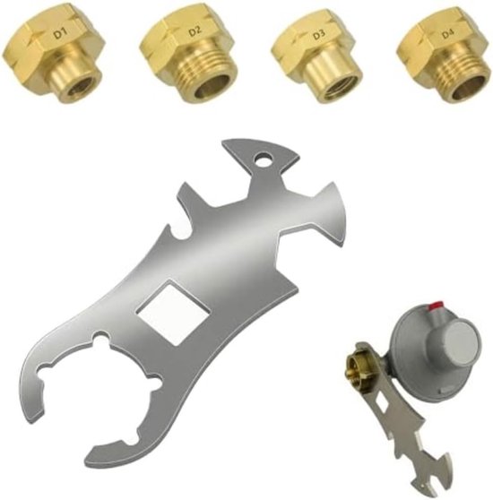 Gascilinder Adapters - Sleutelset - Buiten koken - Lekvrije verbinding - 4 stuks - Metaal
