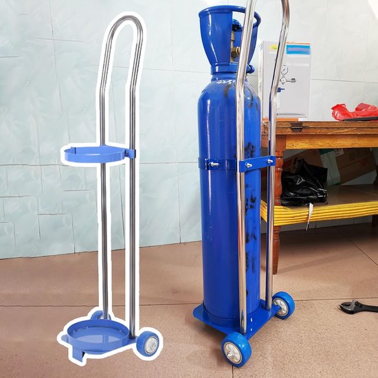 Gascilinder Beugel - Cilinderdrager Trolley - Veilig Transport - Roestvrij Staal - 10-20 Liter - Zilver
