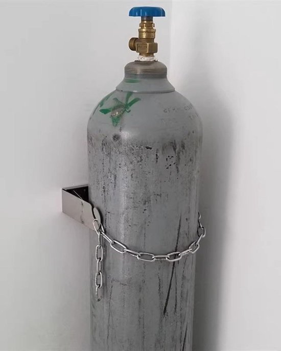 Gascilinder Beugel - Fles Houder - Veilige Opslag - Verstelbare Ketting - 7 Inch Diameter - Zilver