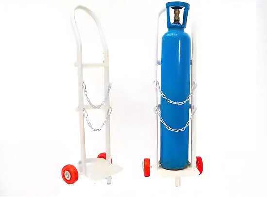 Gascilinderwagen - Trolley met wielen - Transport van gasflessen - Met veiligheidsketting - Voor 8-15L cilinders - Zilverkleurig