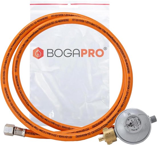 Gasdrukregelaar Laag 30 mbar Set met Gasslang (1.5m) - Universeel voor Gasfles van Merkloos