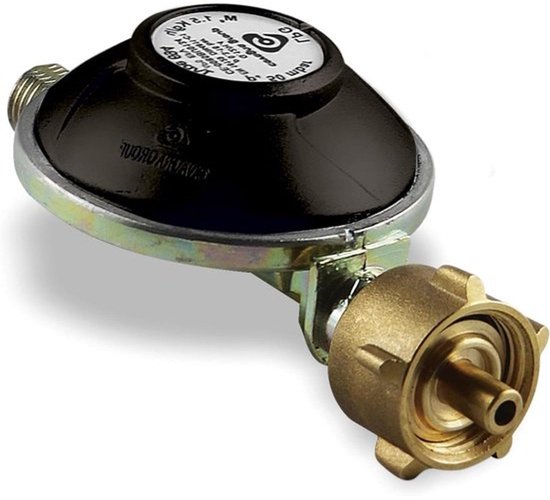 Gasdrukregelaar met slangbreukbeveiliging - Gasregelaar 50 mbar - Voor barbecuegebruik - Geïntegreerde slangbreukbeveiliging - 15 kg/u - Zilver