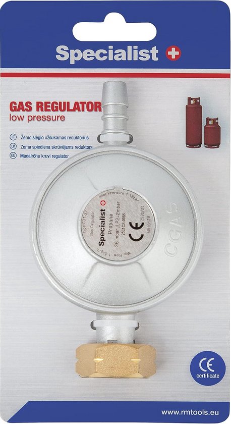 Gasdrukregelaar voor BLOWTORCH - 1,5 kg/h - 37 mbar - Geschikt voor Camping- en Huishoudelijke Apparaten van Hozelock