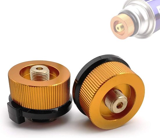 Gasfles Adapter - Camping Gas Converter - Outdoor Koken - Automatische Sluiting - 10 x 5 x 2.4 cm - Oranje van Merkloos