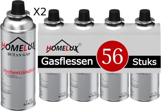 Gasfles butaan gasbus met inhoud van 227 gram - Gasbussen - Kookstel - gasflessen - Navulling - 56 stuks