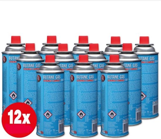 Gasfles butaan gasbus met inhoud van 227gram - 12 stuks in de verpakking
