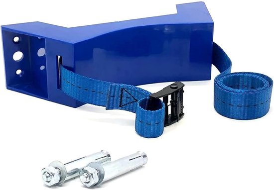 Gasfleshouder - Cilinder Beugel - Wandmontage Bevestiging - Inclusief Veiligheidsriem - Universeel Formaat - Blauw van Merkloos