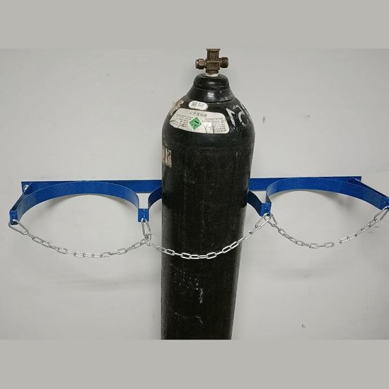 Gasfleshouder - Cilinderrek Wandmontage - Veilige Opslag - Verstelbare Veiligheidsketting - Voor 40L Cilinders - Grijs