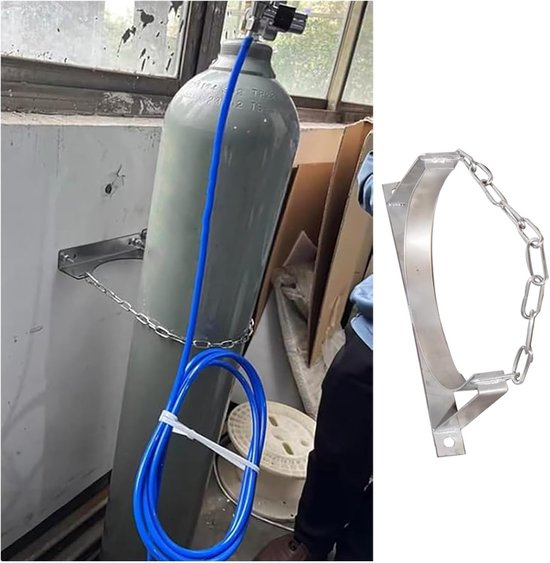 Gasfleshouder - Flesbevestiging - Flessen Beveiligen - Verstelbaar met Ketting - 1 Fles - Zilver