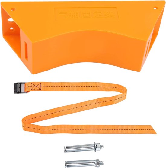 Gasfleshouder Kunststof - Cilinder Beugel - Wandmontage Vast - Upgrade Veiligheidsriem - 22 x 21 x 8 cm - Oranje van Merkloos