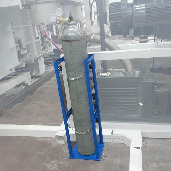 Gasfleshouder Staal - Flessen Standaard - Veilige Opslag - Verstelbare Ketting - 60 cm Hoog - Blauw