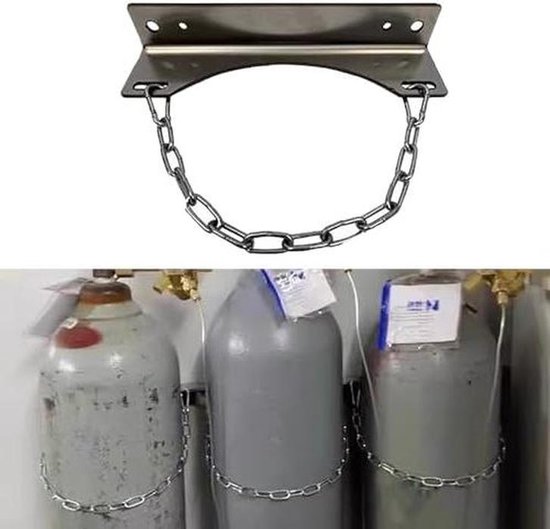 Gasflessenhouder Muur - Flessenwagen Veilig - Flessen Opslaan - Gebogen Groefontwerp - 8-40 Liter - Zilverkleurig