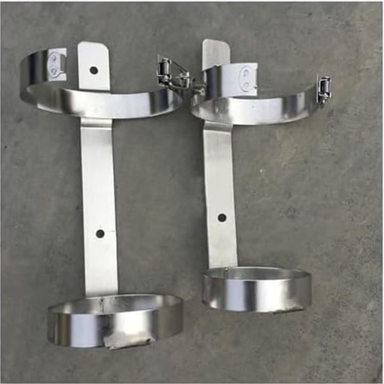 Gasflessenhouder - Zuurstoffles houder - Flessen Stabiliseren - Roestvrij Staal - Ø 14 cm - Zilver