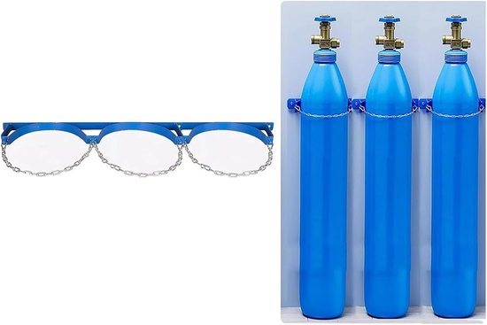 Gasflessenhouder - Zuurstoffles rek - Veilige opslag - Met veiligheidsketting - 8-40 Liter - Grijs