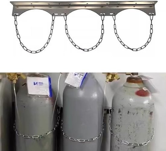 Gasflessenwagen - Flessenhouder - Veilig Transport - Verstelbare Veiligheidsketting - 8-40 Liter - Zilver