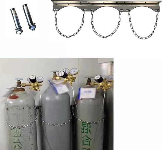 Gasflessenwagen Staal - Zuurstoffles Houder - Veilig Transport - Gebogen Ring Ontwerp - 40 Liter Capaciteit - Grijs