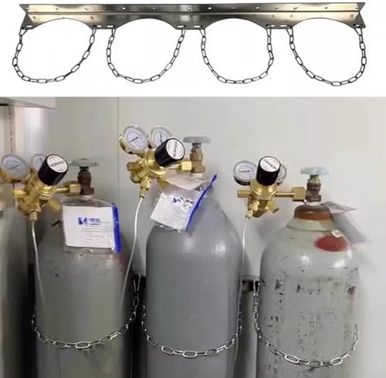 Gasflessenwagen Staal - Zuurstofwagen Aluminium - Flessen Opslag - Veiligheidsketting Inclusief - 8-40 Liter Flessen - Grijs