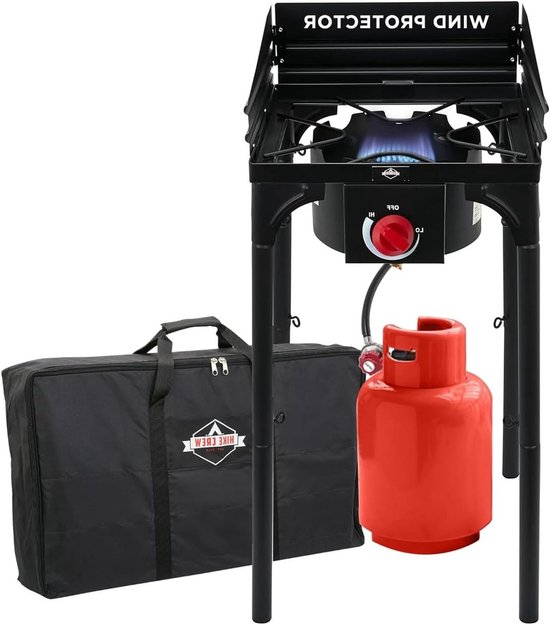 Gasfornuis Buiten - Draagbaar Kooktoestel - Outdoor Koken - Hoge Warmte Output - 75.000 BTU - Zwart