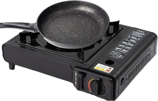 Gasfornuis Camping - Draagbare Brander - Buiten Koken - Winddicht Ontwerp - 2900 Watt - Zwart