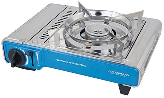 Gasfornuis Camping - Kooktoestel Outdoor - Kamperen Koken - Stopgaz Systeem - 37 x 29 x 13 cm - Blauw
