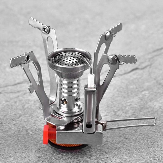 Gasfornuis Draagbare Mini Lichtgewicht Gasfornuisbrander voor Outdoor Camping Picknick Wandelen(Zilver)