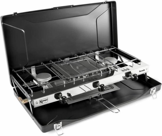 Gasfornuis - KAMPA - Fornello - 2 branders en 1 grill - Zwart van Merkloos