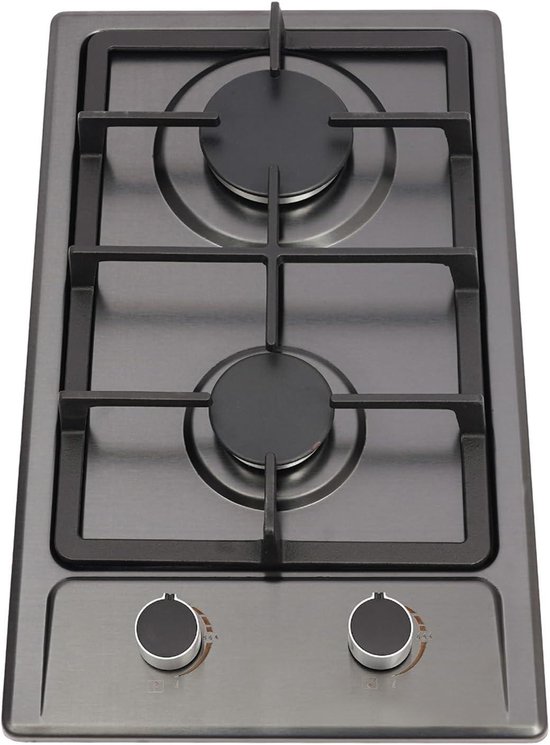 Gasfornuis met 2 Branders - Draagbaar Gasstel - Compact Koken - Roestvrij Staal - 51 x 31 x 10 cm