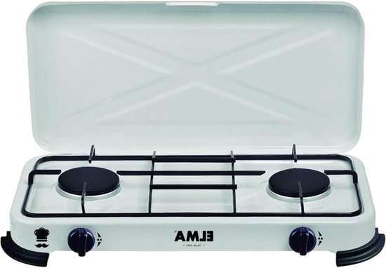 Gasfornuis met 2 branders voor butaan en propaangas - campingkooktoestel met montagehandleiding - 58 x 25 x 54 cm van Merkloos