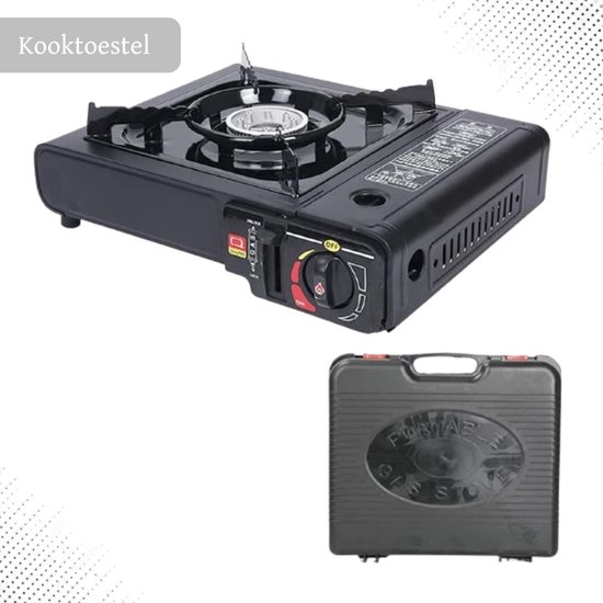 Gasfornuis outdoor campingkooktoestel 1-pits met draagkoffer piëzo-ontsteking - geschikt voor gaspatronen 227 g van Benson