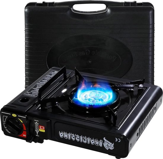Gasfornuis outdoor campingkooktoestel 1-pits met draagkoof en piëzo-ontsteking - ideaal voor gaspatronen 227 g van $