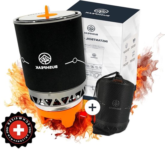 Gasfornuis Outdoor Set - Campingbrander Kookset - Buiten Koken - Met Piezo Ontsteking - 1800 ml - Aluminium