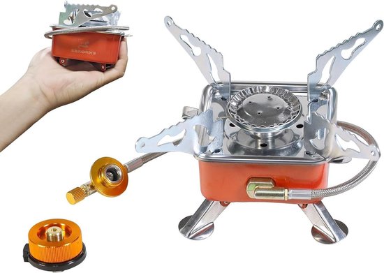 Gasfornuis piëzo-ontsteking schroefpatroon gasbrander winddicht adapter opvouwbaar - outdoor camping trekking hiking picknick van Aotu