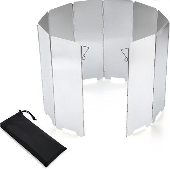 Gasfornuis Windscherm - Camping Brander - Buiten Koken - Opvouwbaar Lichtgewicht - 8/9/10 Platen - Zilverkleurig