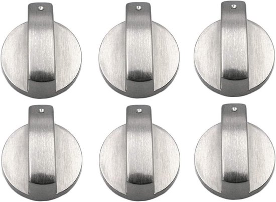 Gasfornuisknoppen set van 6 - Ingebouwde draaiknop van geborsteld metaal voor gasfornuis van Craftfull