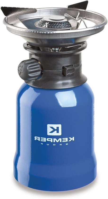 Gaskoker - Camping fornuis - Buiten koken - Windgeleider - 13 x 13 x 22 cm - Blauw