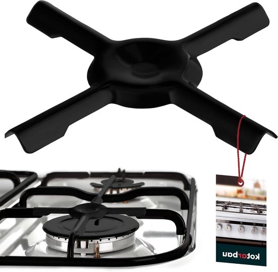 Gaskookplaat Opzetstuk - Kookkruis - Kamperen Koken - Geëmailleerd Oppervlak - 13x13 cm - Zwart