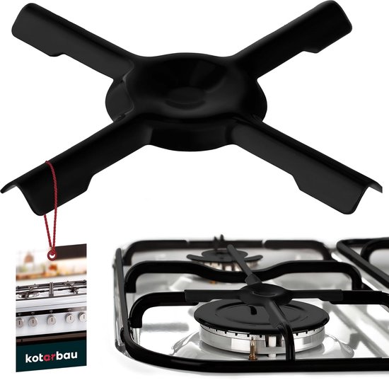 Gaskookplaat Opzetstuk - Kookkruis - Kamperen Koken - Onderhoudsvriendelijk Emaille - 130x130 mm - Zwart