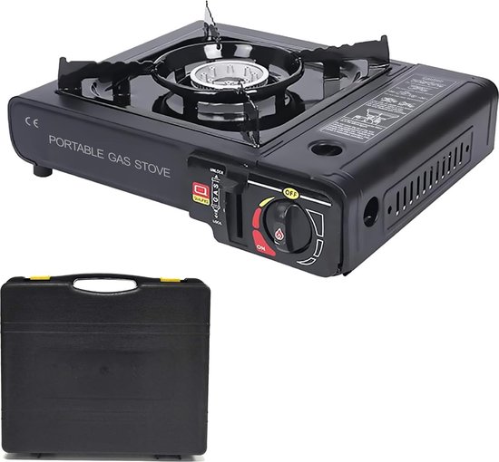 Gaskookset kooktoestel in draagkoffer met dubbele interne draagbare gaspatronen van Camp Active